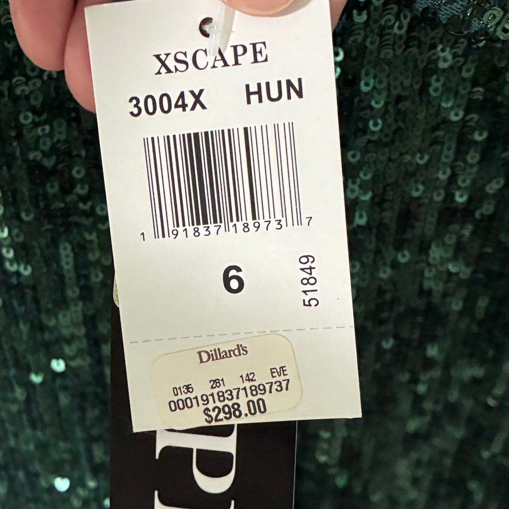 Xscape Emerald Sequin Long Sleeve Dress - Picture 3 of 7